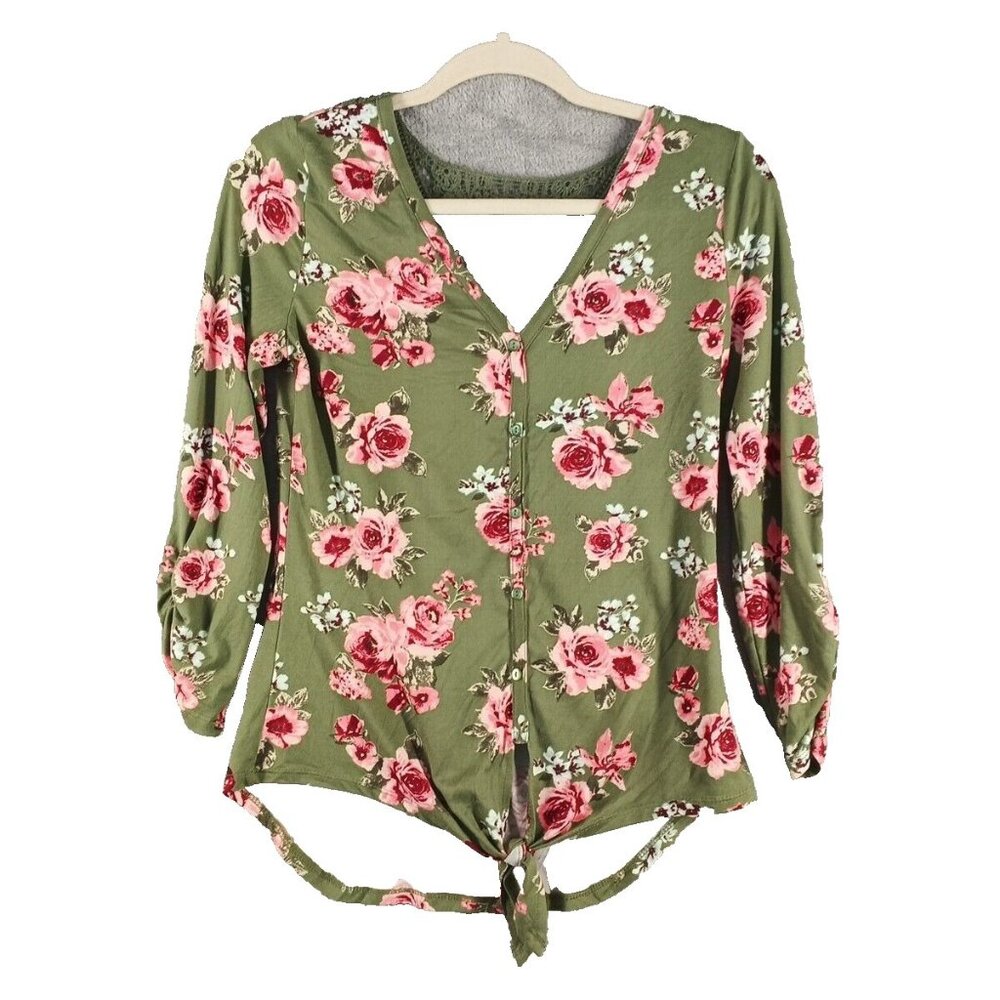 NO BOUNDARIES Floral Junior Women Top SMALL(3-5) Crochet Floral Buttery Soft